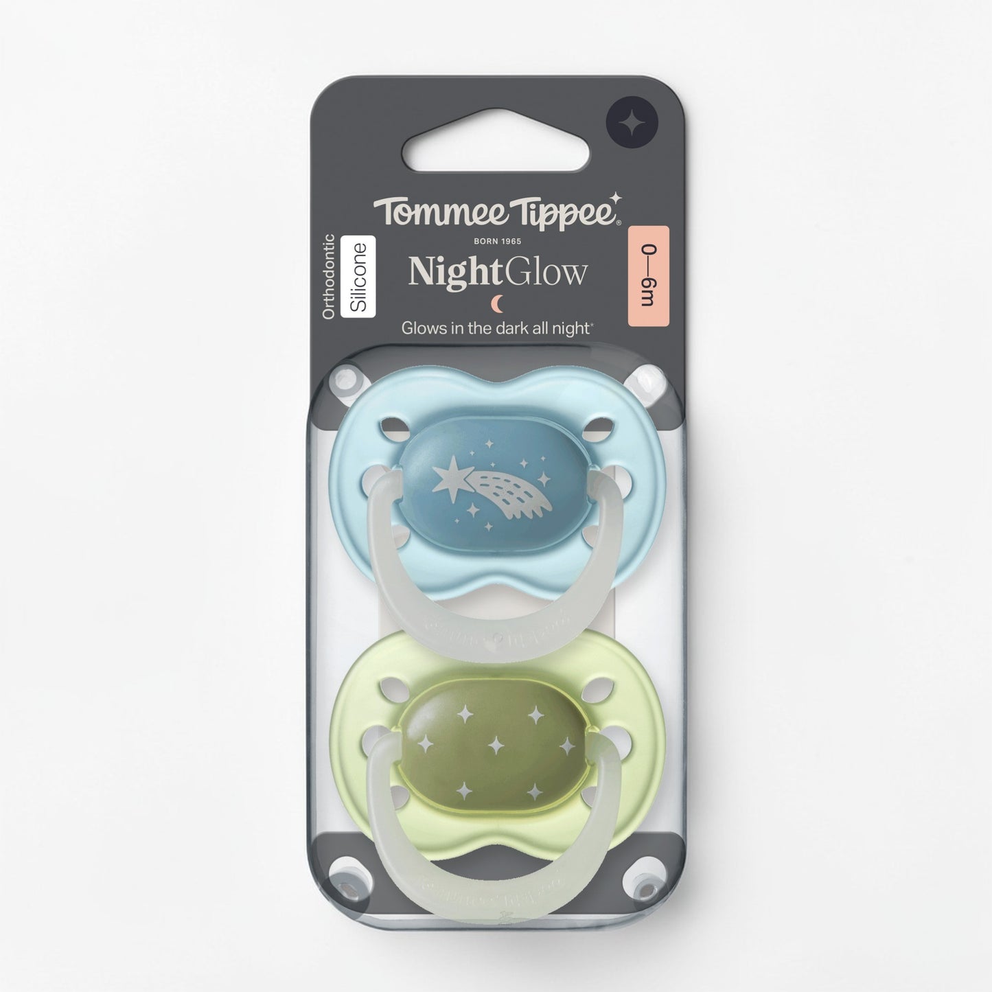 Tommee Tippee - 2Pc 0-6m Silicone NightGlow Soother