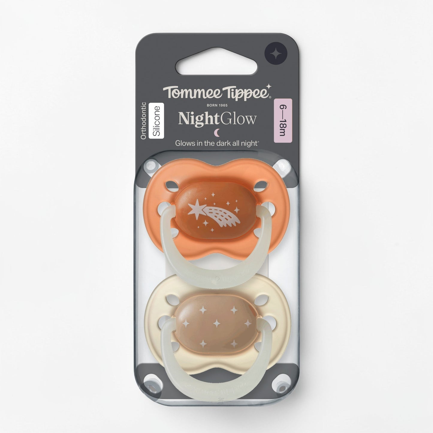 Tommee Tippee - 2Pc 0-6m Silicone NightGlow Soother