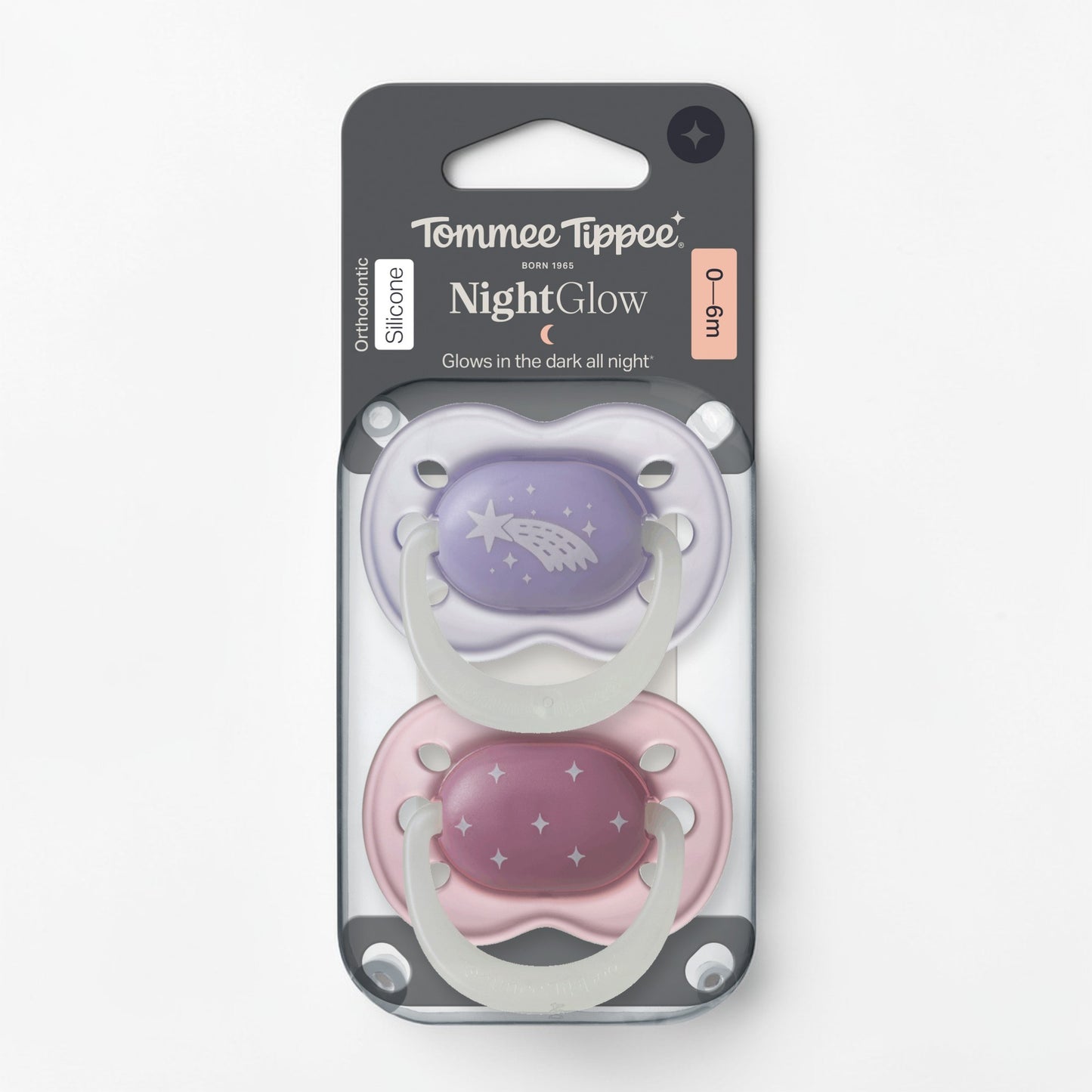 Tommee Tippee - 2Pc 0-6m Silicone NightGlow Soother