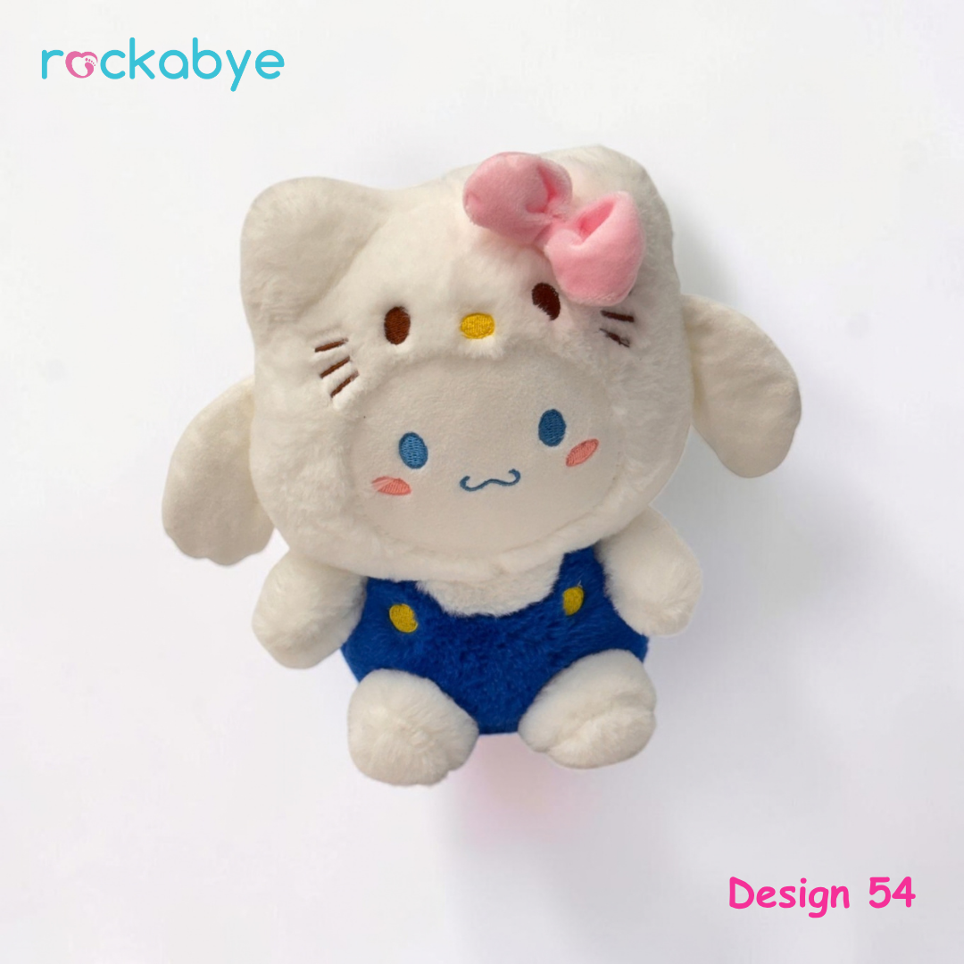 Soft Toy - Design 54 - White Kitty in Blue Overalls