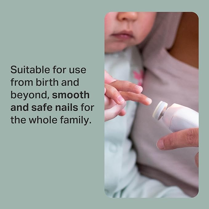 Tommee Tippee Electric Baby Nail File, with Six Filing Heads for Baby and Adult Use, Infant Nail Clipper with LED Light and Adjustable Speed and Direction Settings