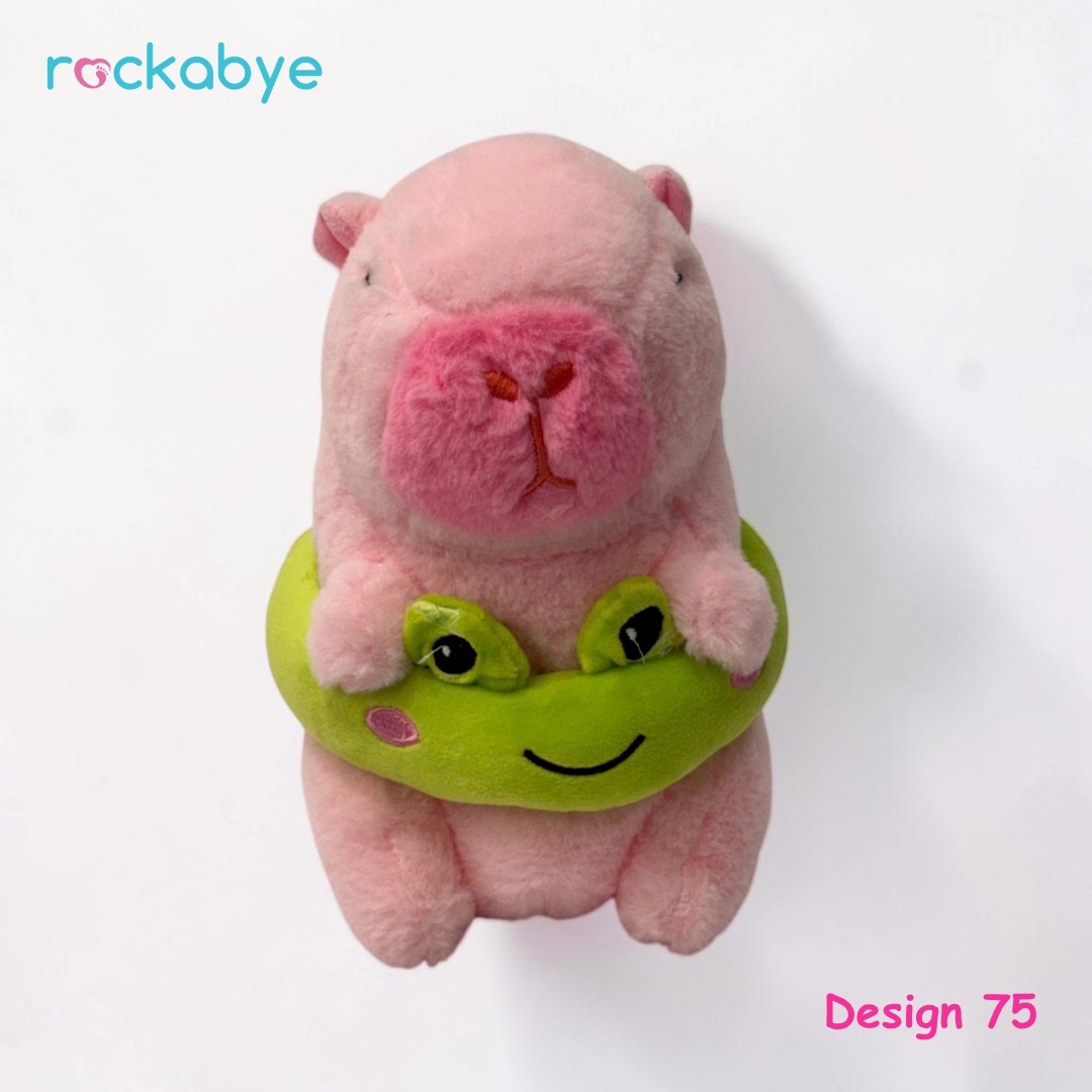 Soft Toy - Design 75 - Pink Capybara in Frog Ring