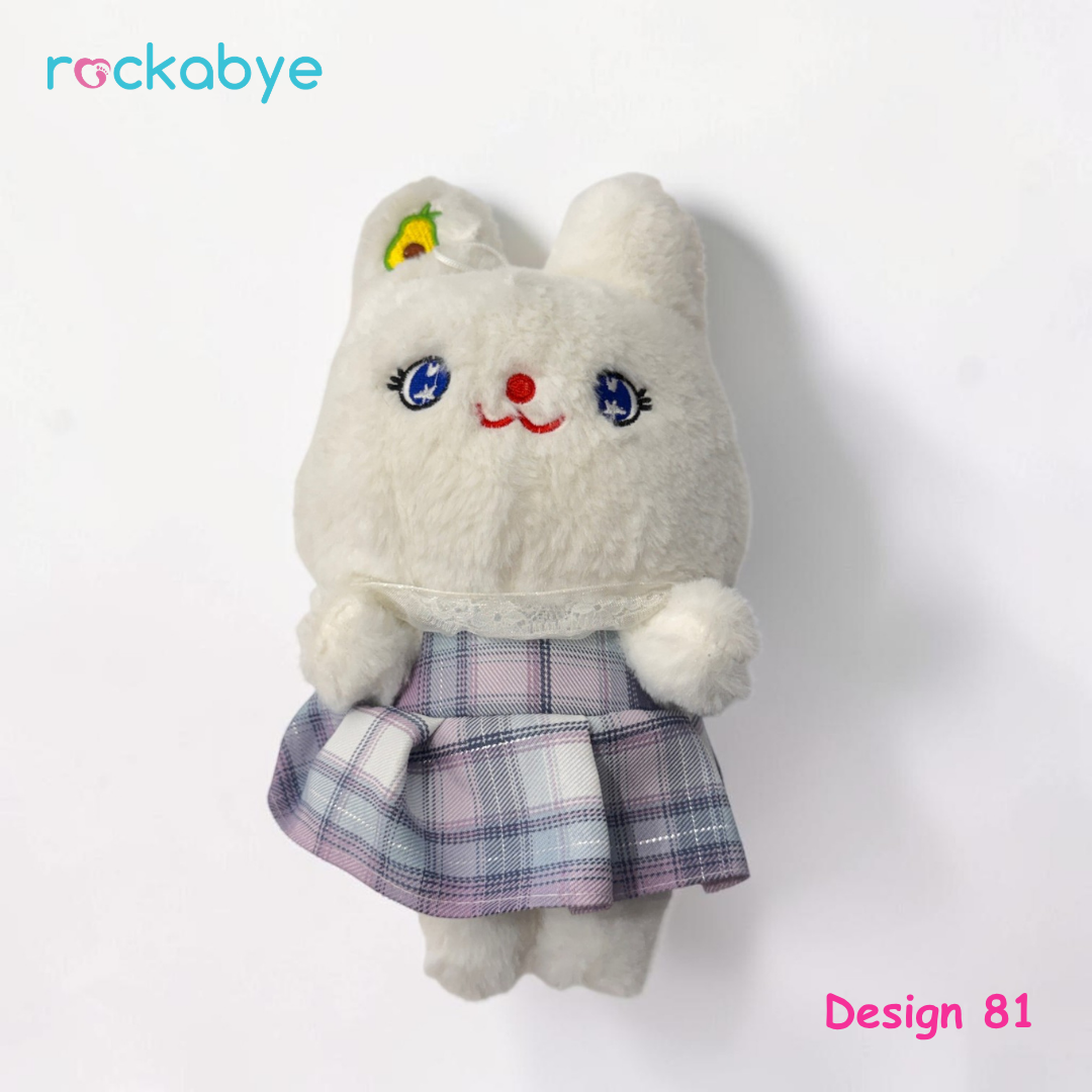 Soft Toy - Design 81 - White Kitty in Purple Plaid Dress