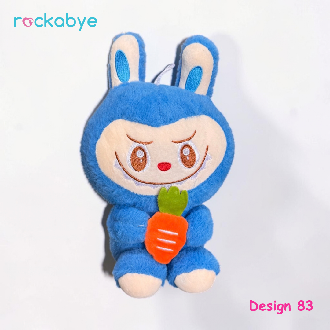 Soft Toy - Design 83 - Blue Carrot Labubu-Style Bunny