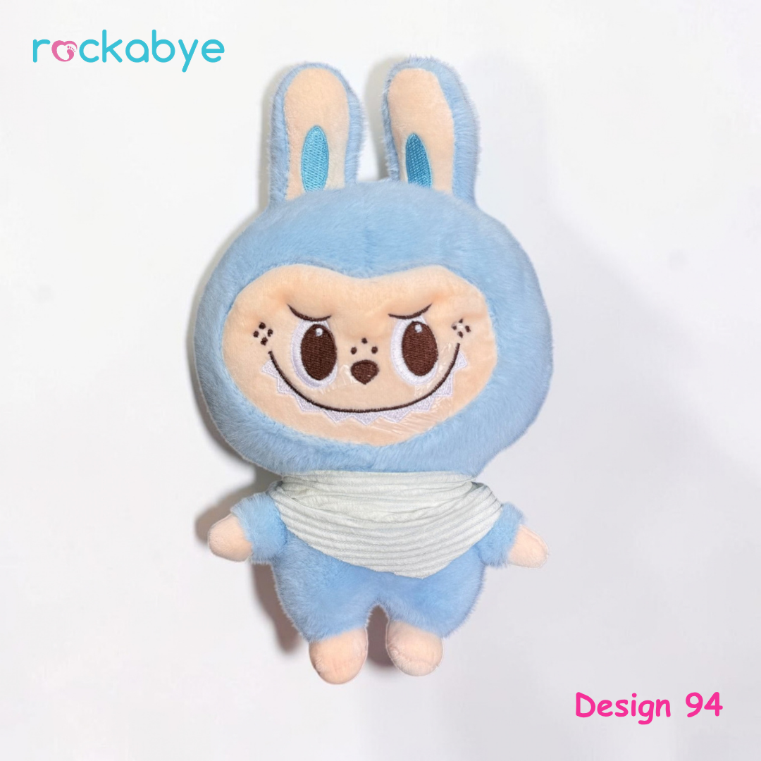 Soft Toy - Design 94 - Blue Labubu-Style Bunny with Bib