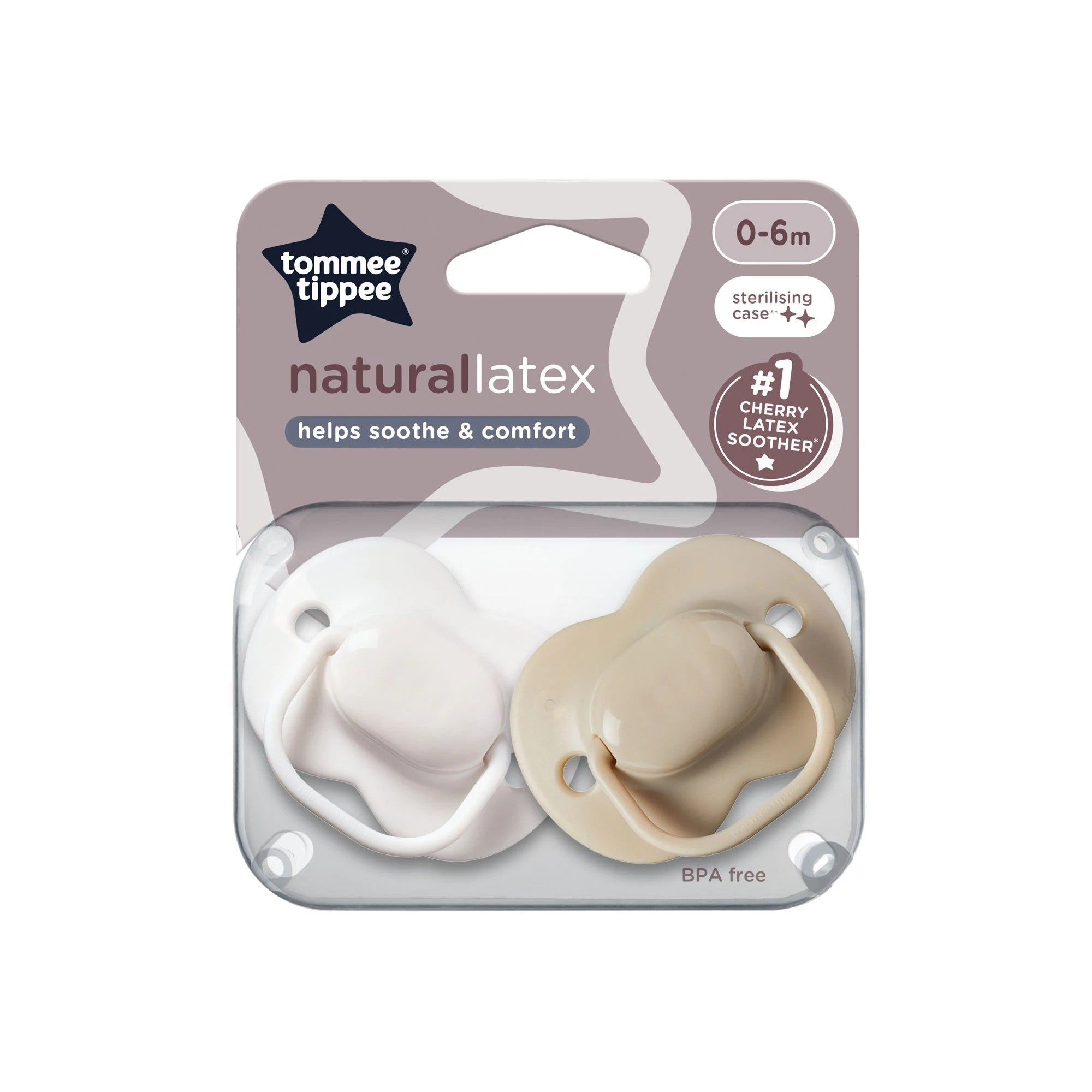 2x Natural Latex Soother 0-6m- Tommee Tippee