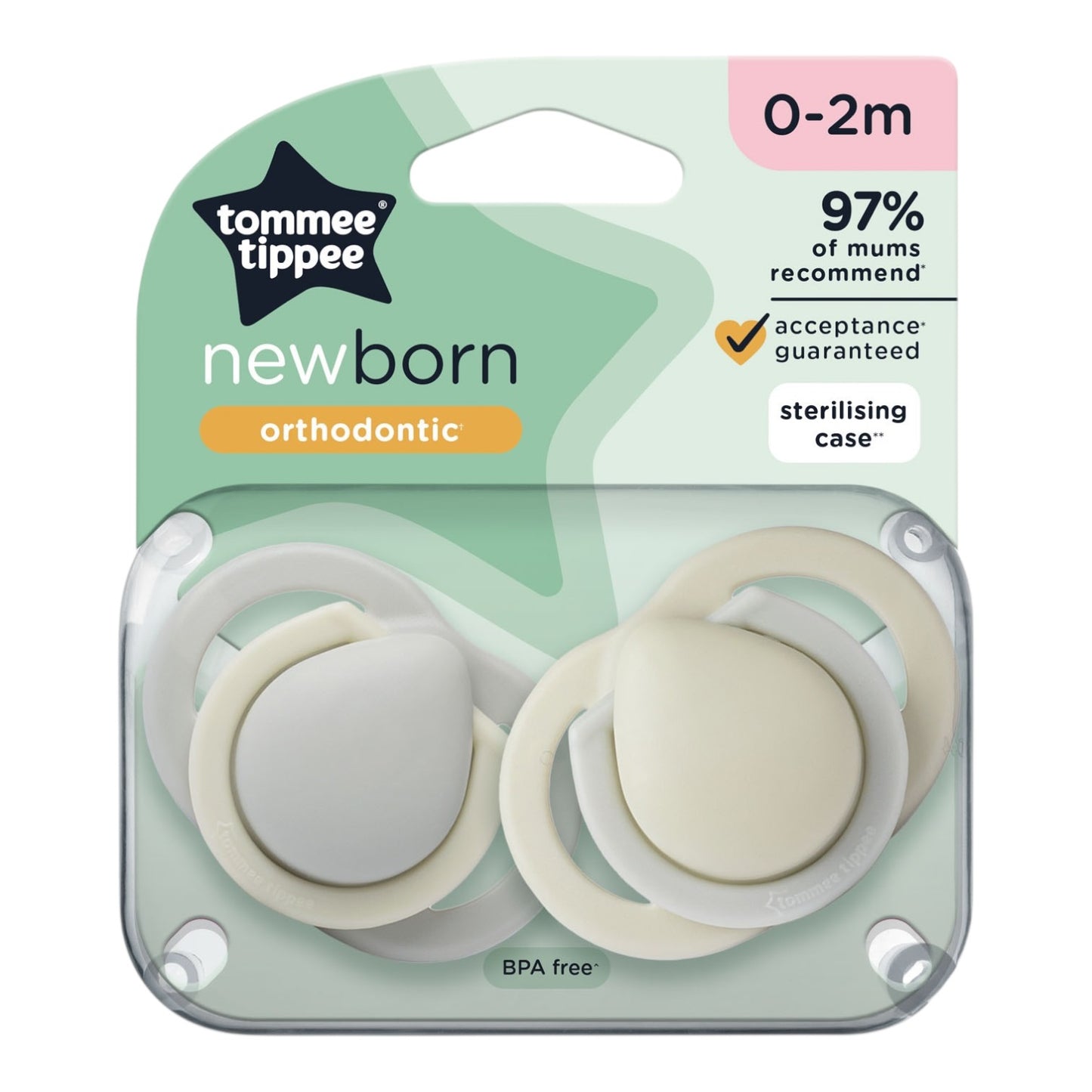 0-2m New Born Soother (2pc pack)- Tommee Tippee