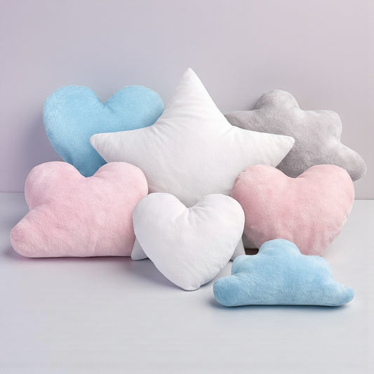 Rockabye Shaped Plush Pillows – Star, Heart & Cloud