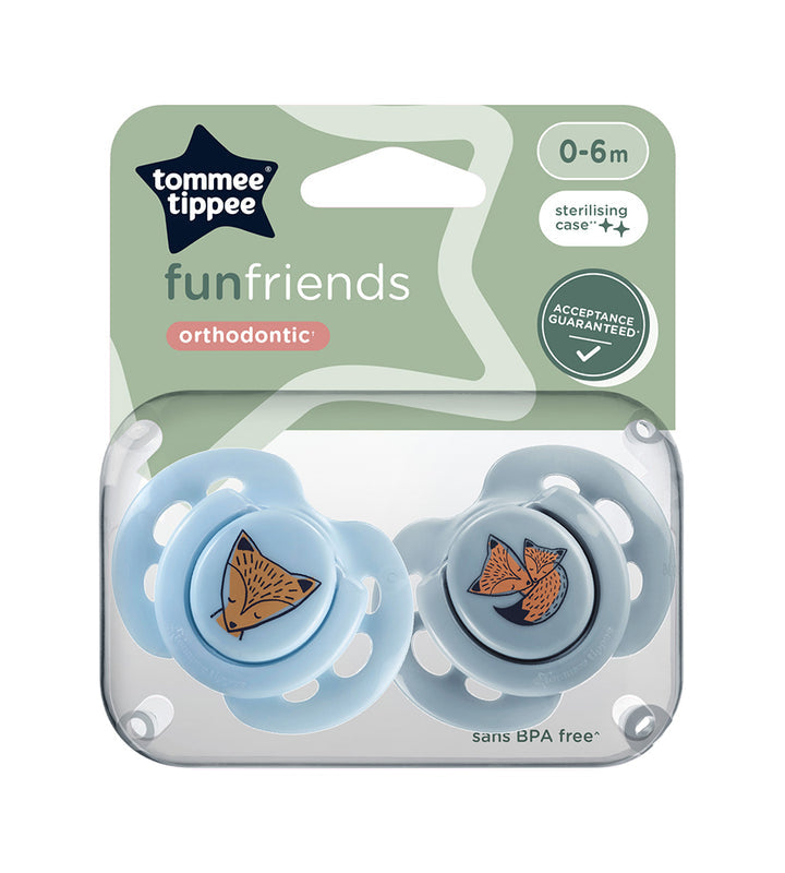 2Pc 0-6M Fun Friends Soother - Tommee Tippee