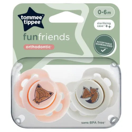 2Pc 0-6M Fun Friends Soother - Tommee Tippee