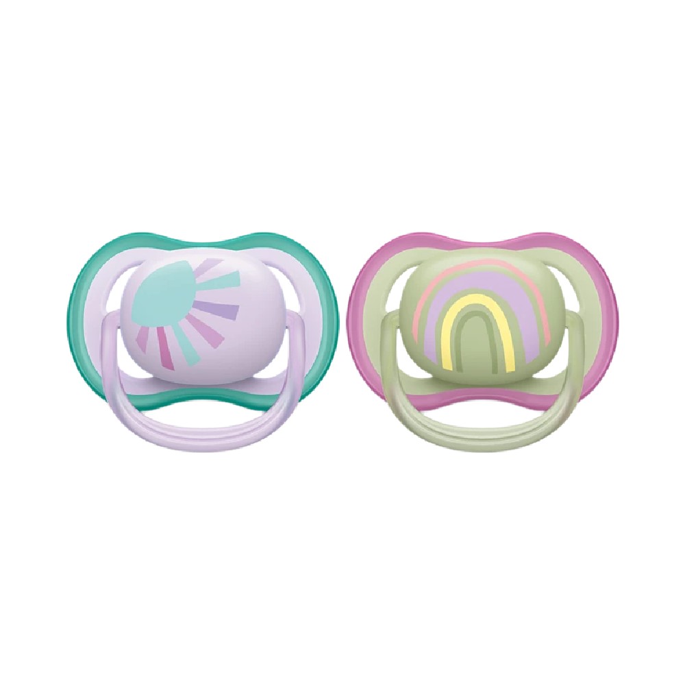 PHILIPS AVENT - Ultra Air Soother 2Pc pack  0-6 Pink/Blue
