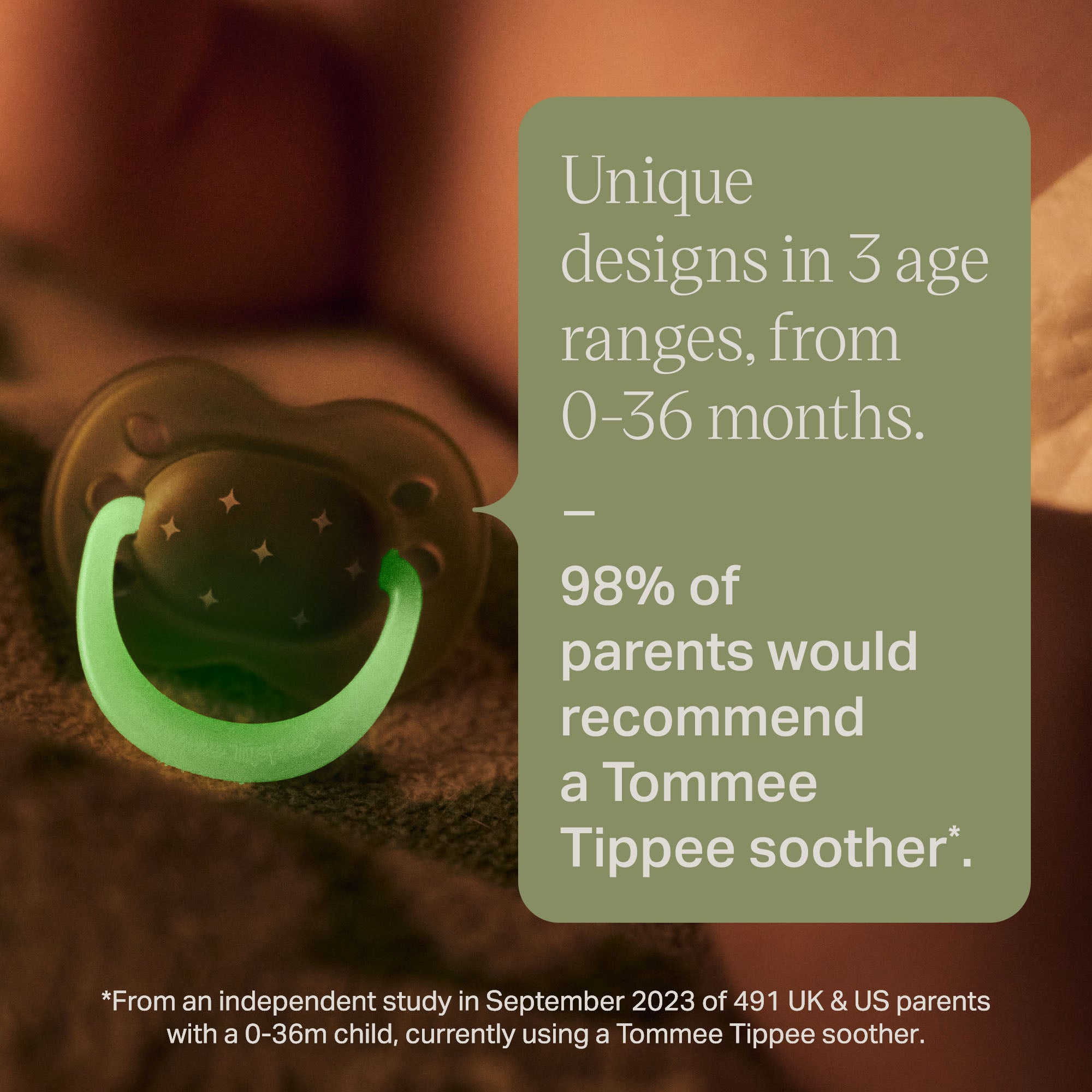 Tommee Tippee - 2Pc 0-6m Silicone NightGlow Soother