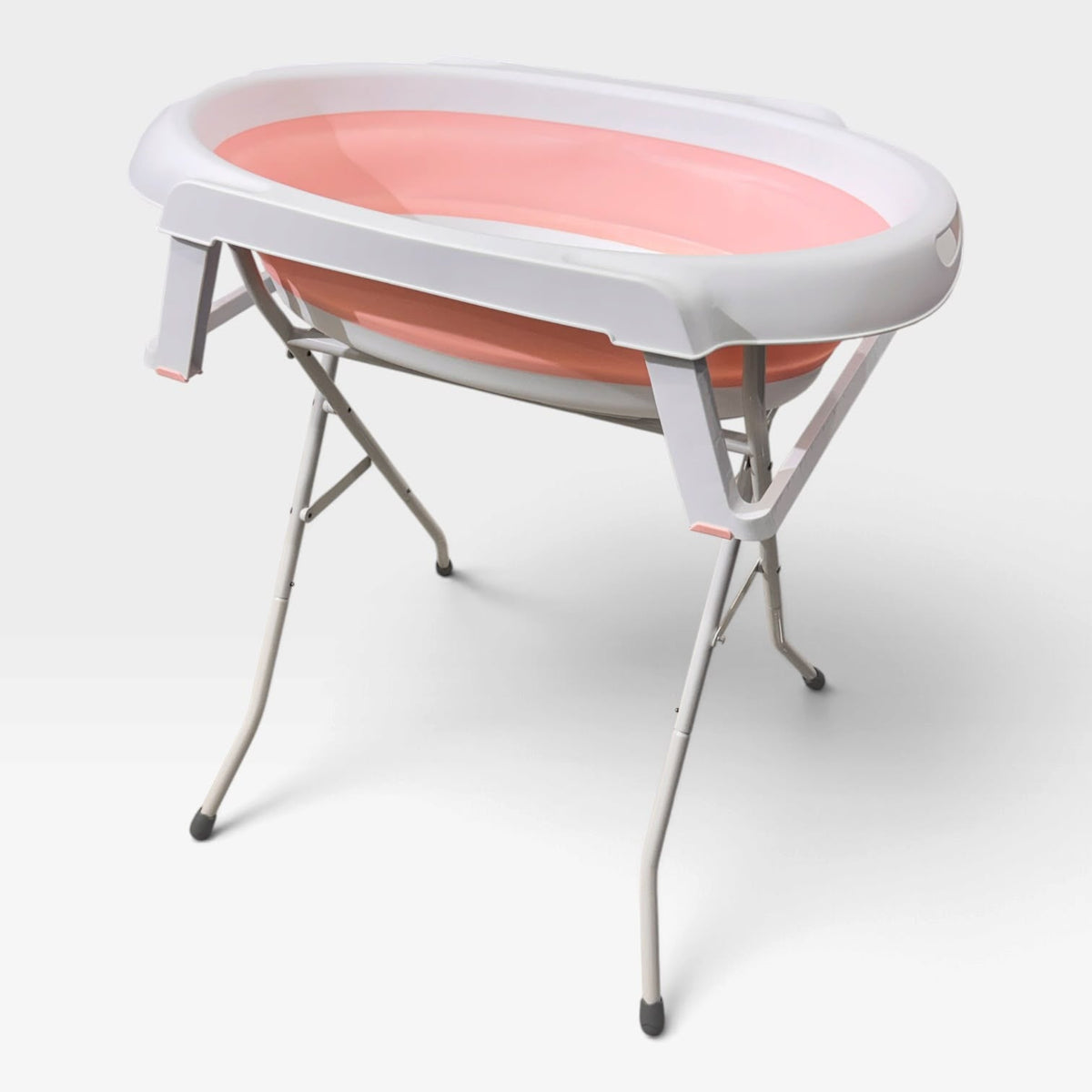 Foldable baby bath tub with stand - pink