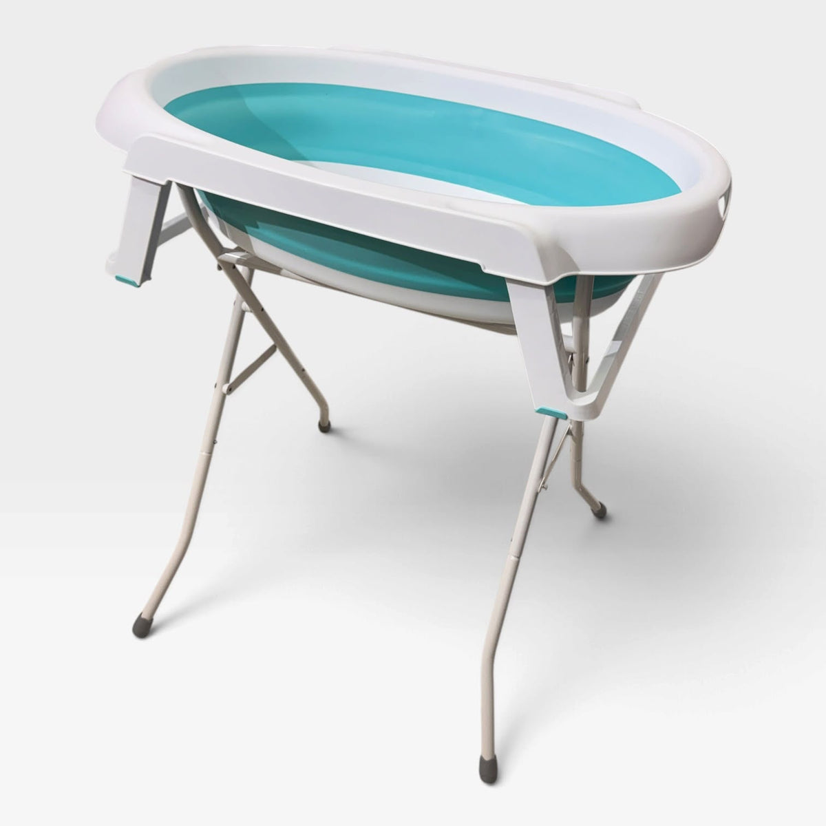 Foldable baby bath tub with stand - teal