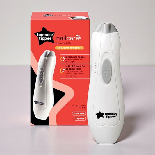 Tommee Tippee Electric Baby Nail File, with Six Filing Heads for Baby and Adult Use, Infant Nail Clipper with LED Light and Adjustable Speed and Direction Settings